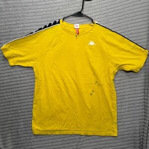 Kappa Shirt Adult Large Yellow Logo All Over Sleeve Print Logo Graphic‎ Casual